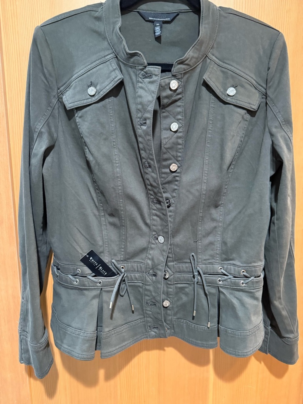 White House / Black Market Olive Green Utility Jacket with Drawstring Waist